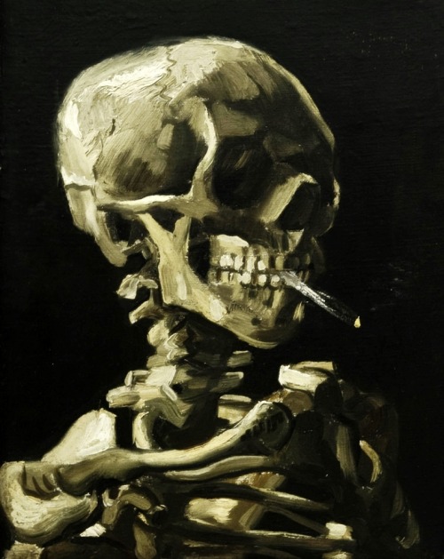 Skull of a Skeleton with Burning Cigarette by Vincent van Gogh, 1886.