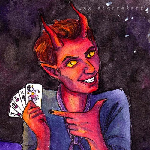 My entry for @gingerhaole DTIYS!I have no knowledge of card games, but I saw aces and made it more a