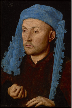 loverofbeauty:Jan van Eyck:  Man in a blue Cap  (1430)