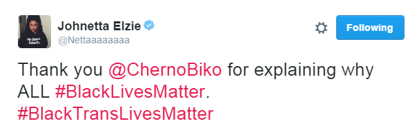 blackmattersus:   All Black Lives Matter, all black people matter and   @ChernoBiko is