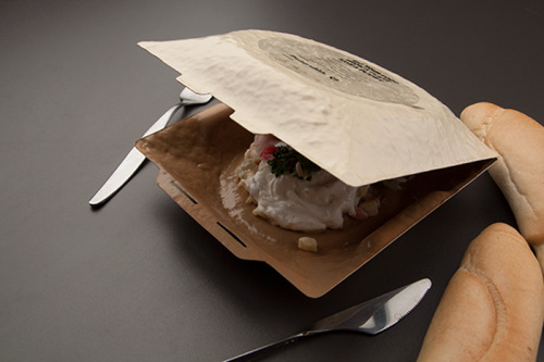 cjwho:  Concept: Disposable Food Bowl by Michal Marko Designer Michal Marko created a disposable food bowl concept (with minimum environmental impact) while teaching society about new biodegradable materials. On the label it states: “Enjoy your food.