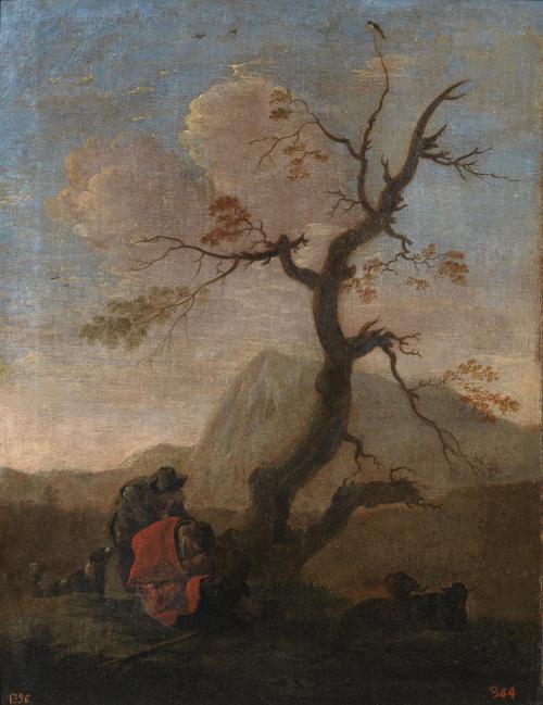 Jan Miel, Landscape with shepherds, 17th century