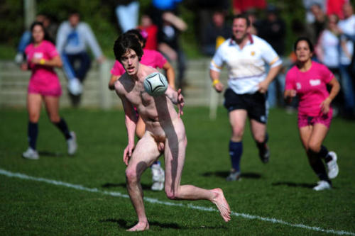 Nude Dunedin Blacks played against Romanian Vampires during the New Zealand 2011 Rugby World Cup.  