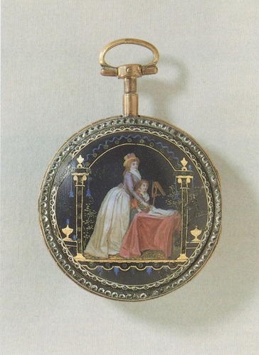 Danton’s personal effects and watch.  The watch’s enamel face shows a portrait, after Bo