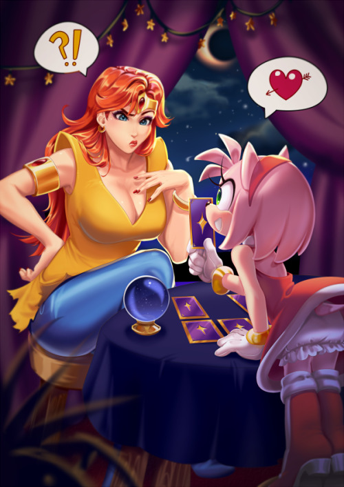 dayrenjenal: Tarot Reading: Katella the Huntress and Amy Rose commission.Thank you for your patronag