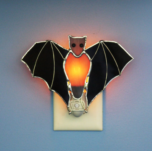 littlealienproducts:Stained Glass Bat Nightlight bystainedglassturtle