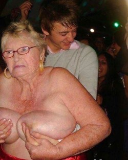 womenofasimilarage:  To this day Gran has no idea how she ended up topless at the front of a conga line with a young man who went on to violate all her holes and finish in her mouth.   But she’s glad she did, and glad he did too!