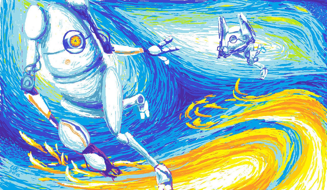 thegameisalife:  Portal 2 al estilo Van Gogh. 
