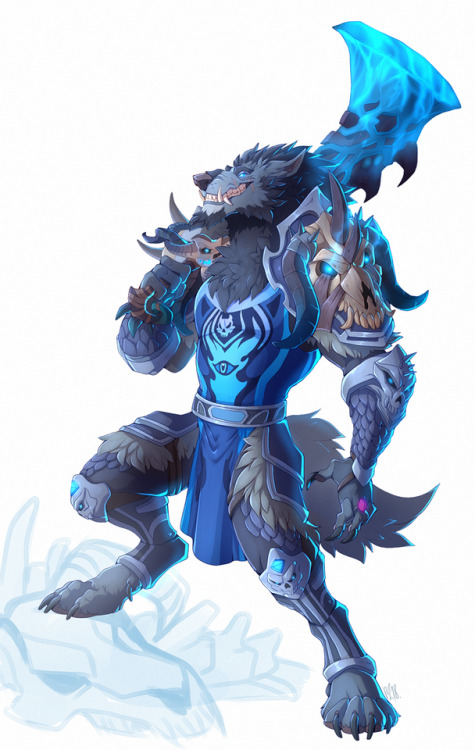 hornedfreak:An older piece for DK of their worgen… death knight I can finally post~ Had to go back a