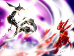 tcg-box:  Rayquaza vs Scizor. Artist Source