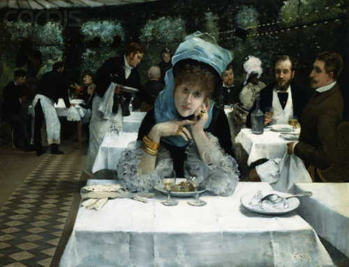 At the Restaurant le Doyen, Paris by Ernest Ange Duez (1843-1896)