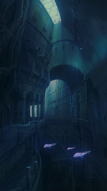 Backgrounds from Ghibli movies.