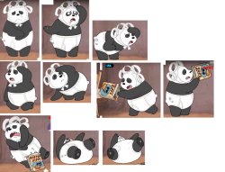 Panda from We Bare Bears, episode Viral Video. Panda&rsquo;s supposed to be dressed like a baby, but he&rsquo;s wearing tighty whities with a pin attached.