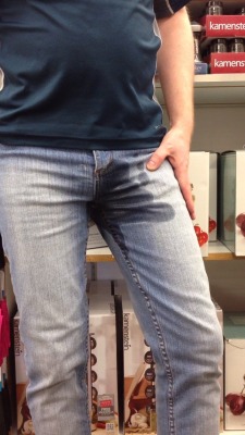 soggypants2:  Me being naughty in my slim fitting jeans at the home store.  :-) 