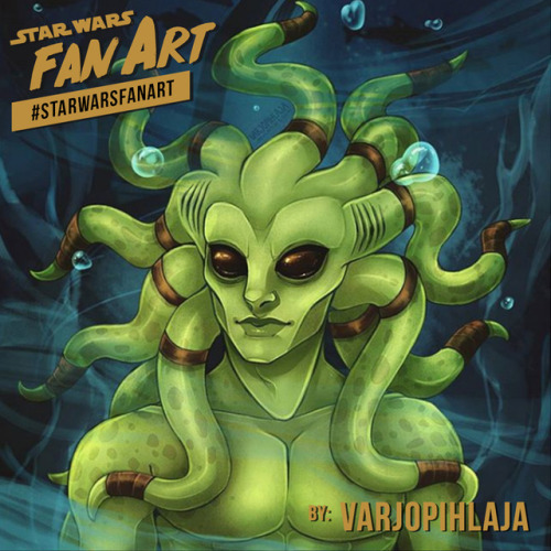 Kit Fisto defends the depths of Mon Calamari in Star Wars Fan Art from Varjopihlaja.