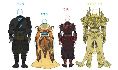 AS PROMISED!!I finally made gijinka D&D/fantasy Godzilla design sheets for all the cosplayers wh