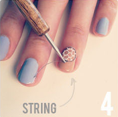 lipgloss-is-poppin:  The Dreamcatcher Mani Paint all but one nail the same color,