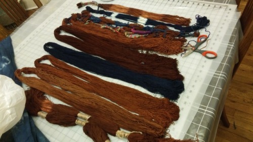 stitchedintomemory:Hello everyone! This past week our team dyed the Adire and yarns we have been p