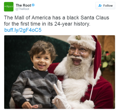 theoriginalkanks: breathtakingleisure23:  the-real-eye-to-see:   Meet Larry Jefferson, a retired army veteran & the first ever black Santa at Minnesota’s famous Mall of America!!!  @sunkissedbiia   LOVE 