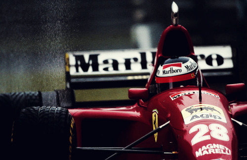 fuckyeah-grandprix:Gerhard Berger, Ferrari, Spa-Francorchamps, Belgian Grand Prix 1995.