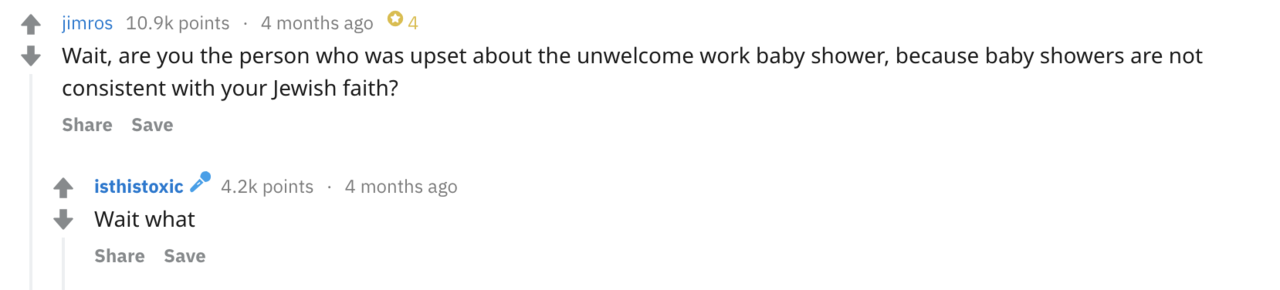 terefah:observant pregnant jewish woman goes to r/legaladvice because her coworker
