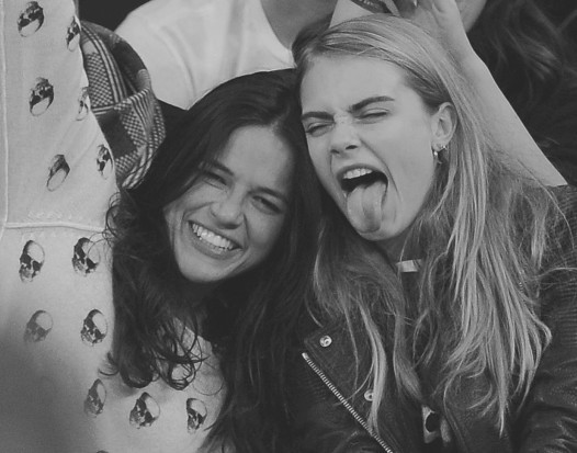 Michelle Rodríguez &amp; Cara Delevingne at the Detroit Pistons vs New York