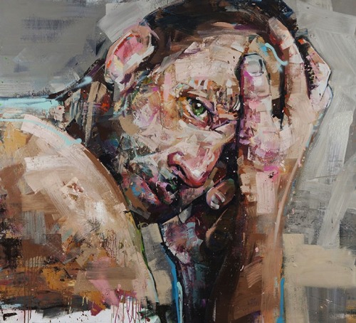 unknowneditors:  Thick brushstrokes and bold colors make up these impressive figurative paintings by Andrew Salgado. Andrew explores color and form set against solid backgrounds to produce a sense of the abstract. He is interested in telling a visual