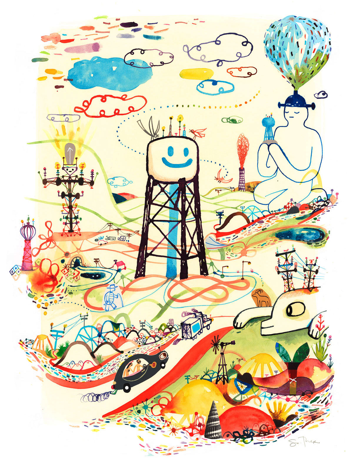 southersalazar:  Running Wildwatercolor, ink &amp; collage on paper24 x 18 inches2013