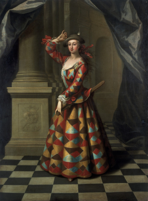 lionofchaeronea:Hester Booth as a Female Harlequin, John Ellys, between 1722 and 1725