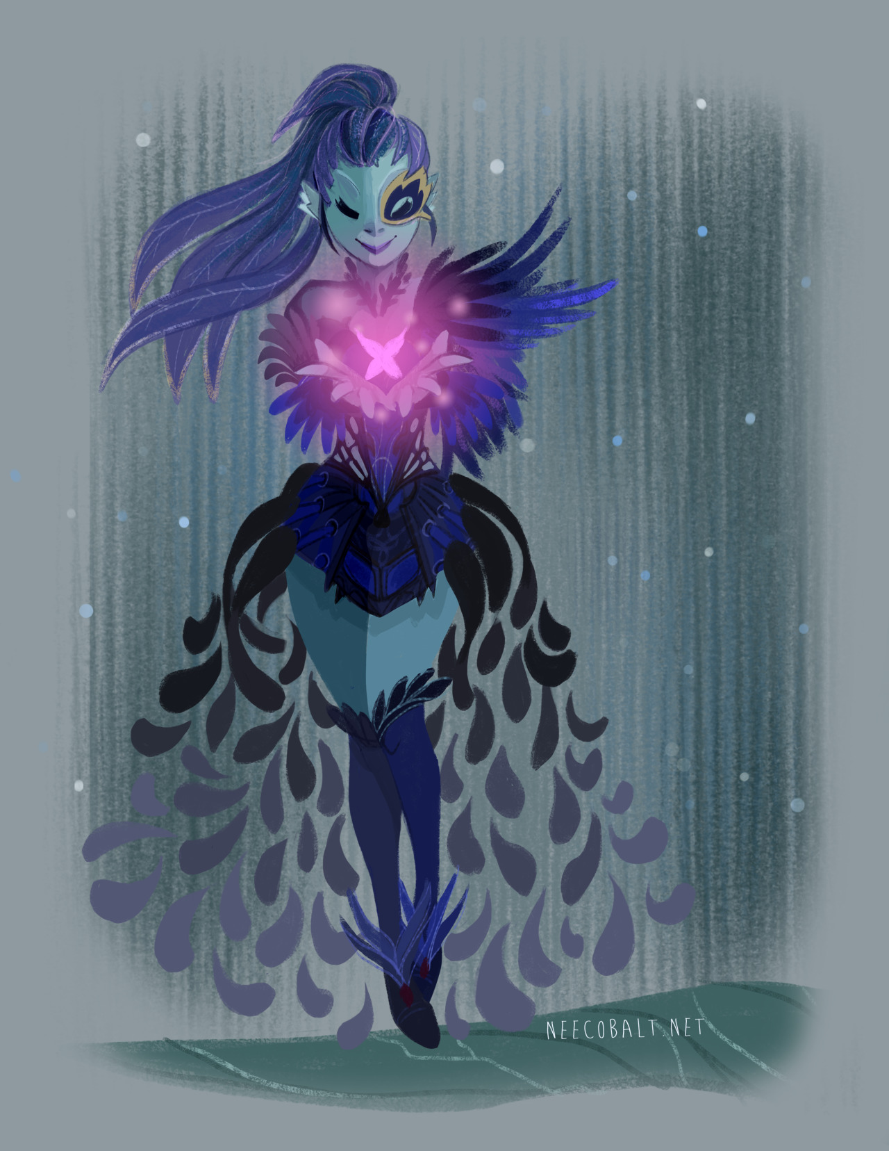 neecobalt:  4/5 GW2 Holiday Commissions, armor reference to anet; phoenix light armor
