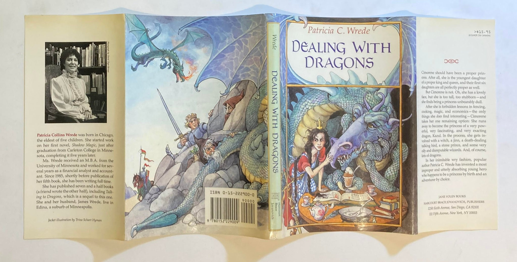 Another photo of the 1990 dust jacket, fully unfolded to show its front and back flaps