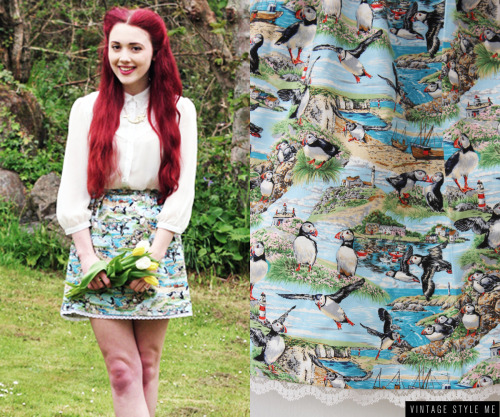 Handmade puffin beach skirt available at http://vintagestyle.me/collections/vintage