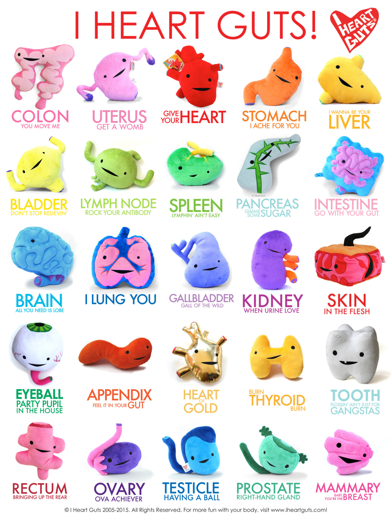 littleprincessaubrey:  iheartguts:  The I Heart Guts family of happy plush organs,