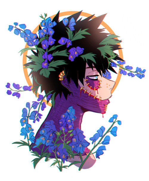 juniperarts:  In the language of flowers monkshood (the ones around Dabi) means ‘beware, a dea