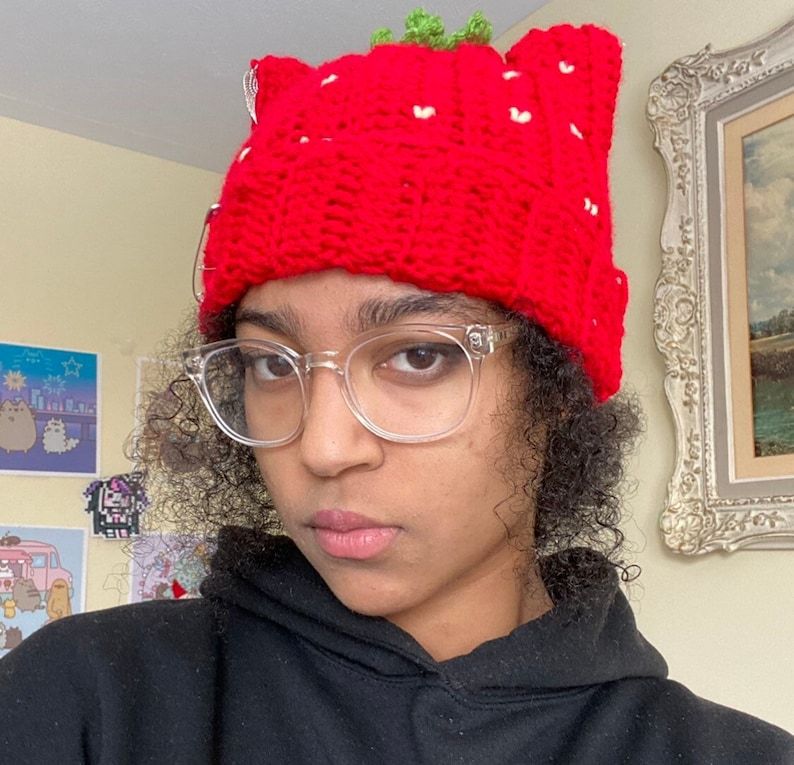 figdays:
“ Strawberry Cat Hat Crochet Beanie Handmade // unbrokenbunny
”