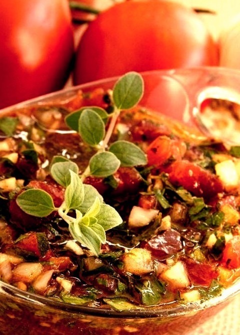 Argentinean Chimichurri SauceParsley, Garlic, Tomato, And Spices In Red Wine Vinegar And Olive Oil Make