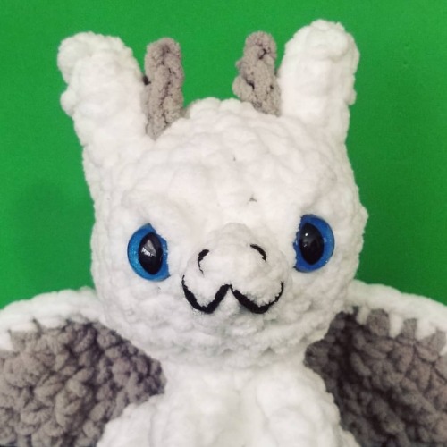 This white dragon with blue sparkly eyes is up in my shop. www.geekycutecrochet.com#dragon #w