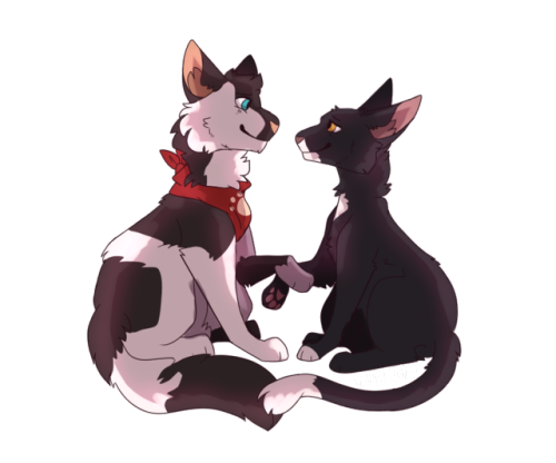 (Click for better quality)Ravenpaw x Barley is canon and y’all can’t change my mindalso peep my headcanon that Barley has a bandana which he eventually gives to Ravenpaw and, after Ravenpaw dies, he sleeps w/ it every night because it still smells like himreblogs greatly appreciated ❤️ #warriors#warrior cats#ravenpaw#barley#barley wc#wc #ravenpaw x barley #art#digital art#ravenpaw wc#cats#cat#gay#gay cats#not ocs#fanart