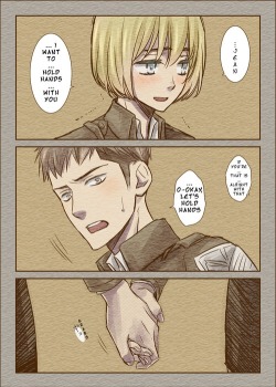 quindecimate:  So cute!~  source: http://rebloggy.com/post/shingeki-no-kyojin-mytrans-attack-on-titan-armin-arlelt-jean-kirstein-jean-kirsc/58731611662    