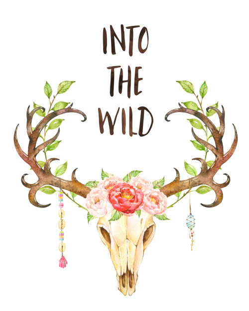 Printable, Into the Wild, Print at Home, Instant Download, Deer Print, DIY Print, Watercolor, 5x7, 8