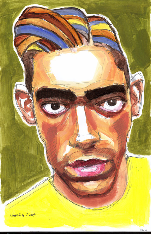 Yellow Shirt, acrylic painting on paper by Douglas Simonson (2014). Douglas Simonson websiteSimonson