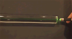 fencehopping:Laser pointed into a fiber optic