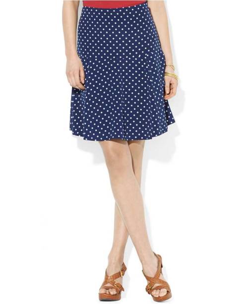 Lauren Ralph Lauren Petite Dot-Print Flared Skirt