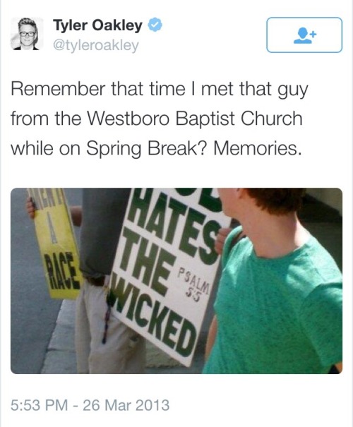 katscatwhiskers:  tyler oakley + the westboro baptist church