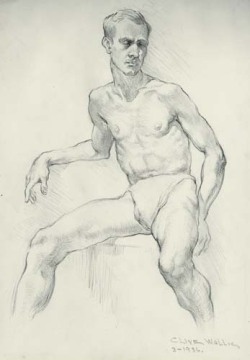 Clive Wallis (Australian), Seated Male Nude,