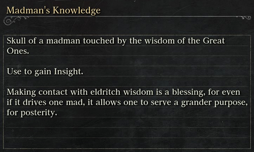 madmansknowledge:  Bloodborne → ItemsMadman’s Knowledge
