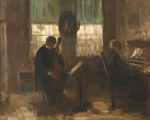 Interior with Two Musicians (c.1874). Jozef Israëls (Dutch, 1824-1911). Oil on canvas.In t