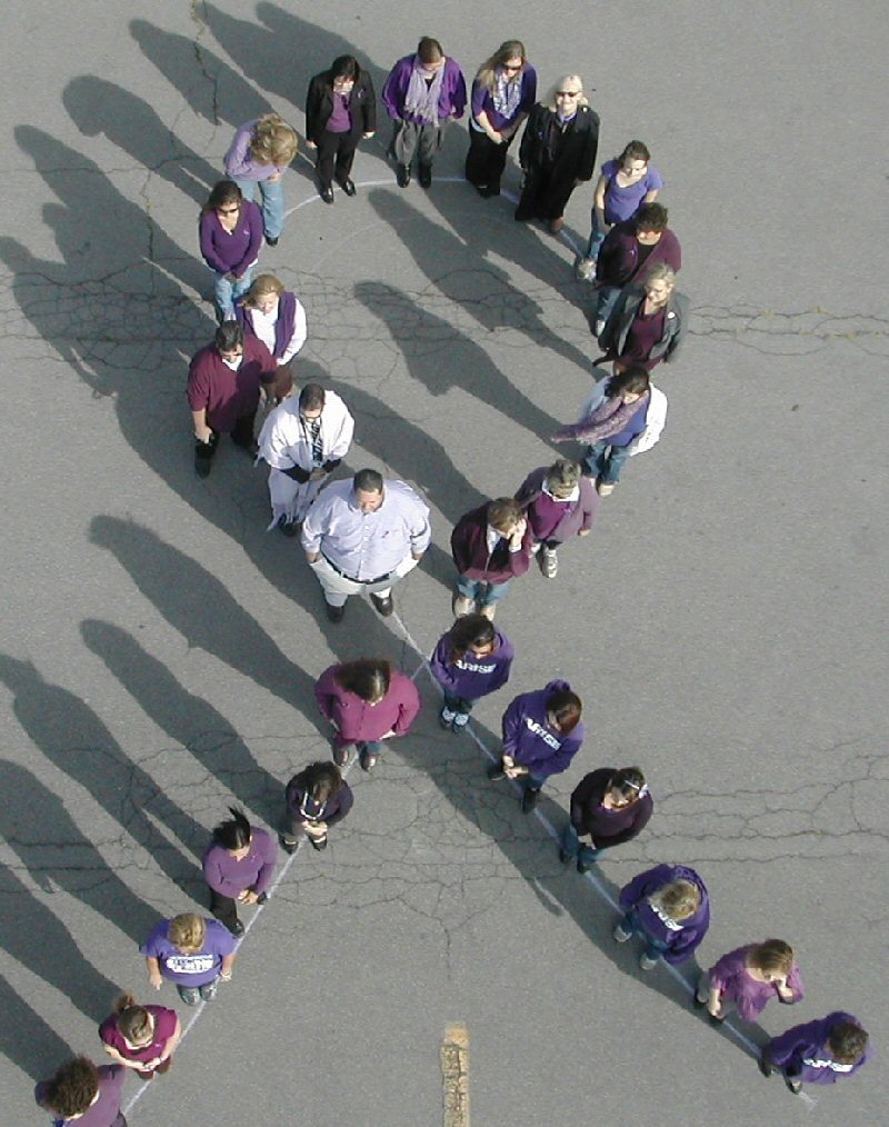 Human Purple Ribbon Helps Fight Domestic Abuse