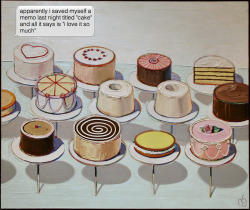 ifpaintingscouldtext:  Wayne Thiebaud | Cakes | 1963 