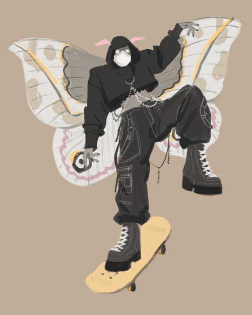 the prompt was goth skater mothman 